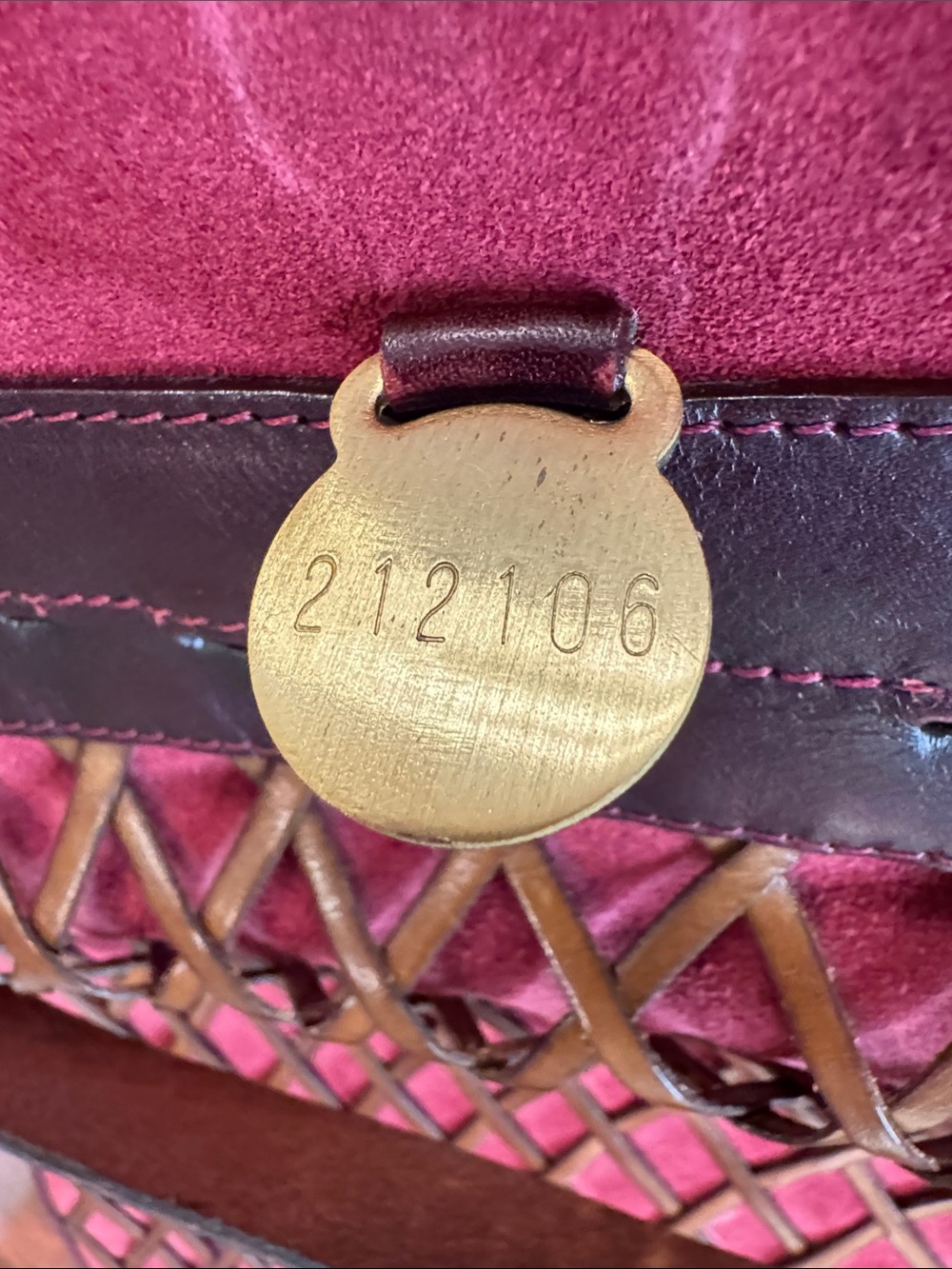 Mulberry Vintage (1980s) Burgundy Woven-Trim Shoulder Bag - Picture 8 of 16